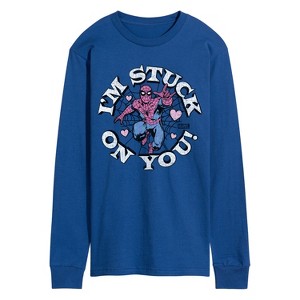 Men's - Marvel - Spider-man Valentine I'm Stuck On You Long Sleeve Graphic T-Shirt - 1 of 4