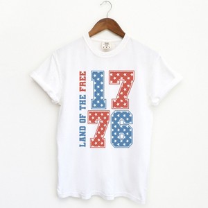 Simply Sage Market Women's Land Of The Free Retro Stars Short Sleeve Garment Dyed Tee - 1 of 2