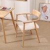 Nordlys Set of 2 Wood and White Bouclé with Armrests Dining Chairs Exotic Boho Dining Room - 3 of 4