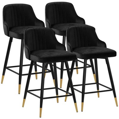 Bekrvio Swivel Bar Stools Set of 2/4,25.6"/29" Counter Height Stool Velvet Upholstered Armless Bar Chair with Metal Frame for Kitchen Island
