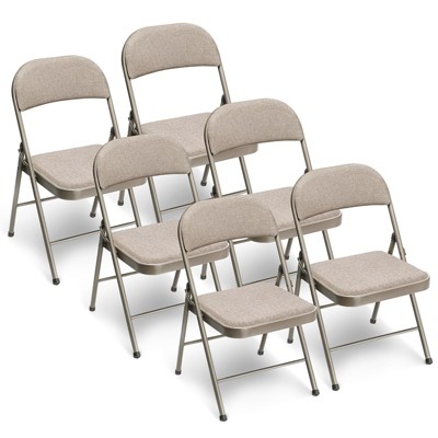 SKONYON 4 Pack Metal Padded Folding Chairs with Comfortable Cushion Adult Foidable Chair for Home and Office