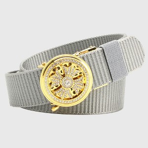 Anna-Kaci Women's Nylon Belt with Rhinestone - Embellished Gold Buckle - 1 of 3