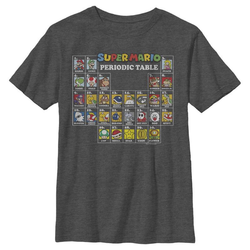 Boy's Nintendo Super Mario Periodic Table of Elements T-Shirt, 1 of 5