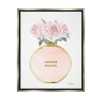 Stupell Industries Pink and Gold Round Perfume Bottle with Roses