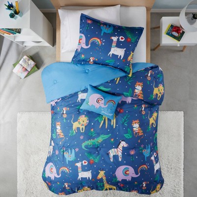 Twin Rainbow Jungle Comforter Set