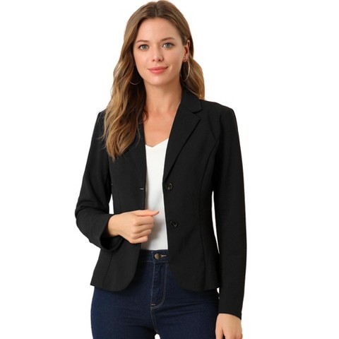Женские пиджаки Allegra K Women's Elegant Office Lapel Collar Button Down Regular Fit Suit Blazer X-Large Black