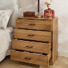 Oak Wooden 4 Drawers Nightstands, 4 Drawer Dresser, Large Storage End Table for Bedroom for Living Room, Bedroom, Office, Brown - 2 of 4