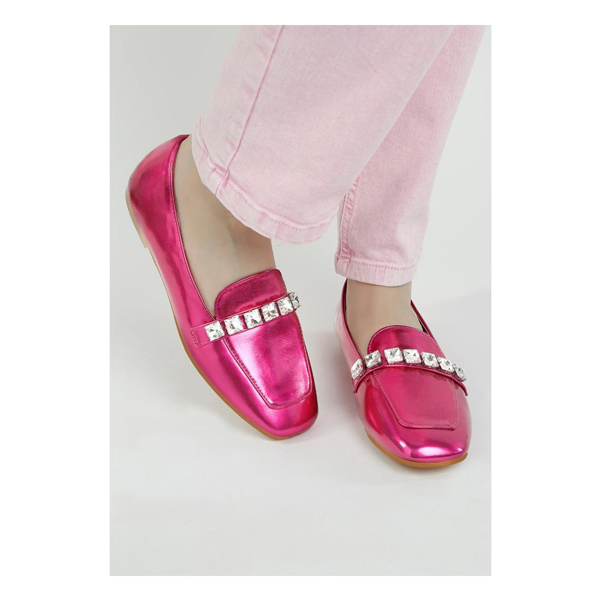 Женские туфли Rag & Co Womens Celosia Metallic Diamante Strap Loafers 9 — фото 2