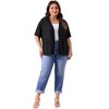 Agnes Orinda Women's Plus Size Short Sleeve Sheer Crewneck Button Down Knitted Casual Cardigan - 3 of 4