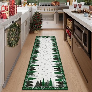 Christmas Area Rug, Christmas Tree Print Throw Carpet with Non Slip Backing, Non Shedding Low Pile Floor Carpet for Living Room, Bedroom - 1 of 4