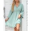 Clearlove Women V Neck Ruffle Bell Sleeve Summer Mini Dresses - 2 of 4