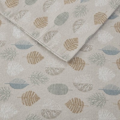 Queen Multi Leaves Cotton Flannel Sheet Set