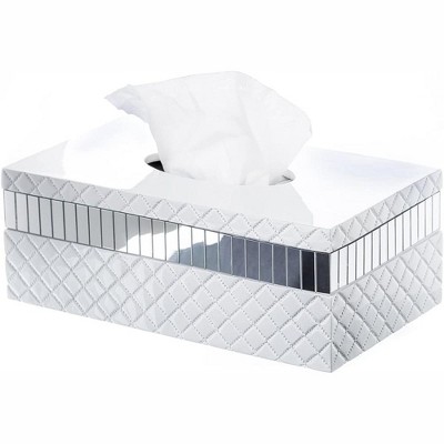 Creative Scents Quilted Mirror White Tissue Box (rectangle)