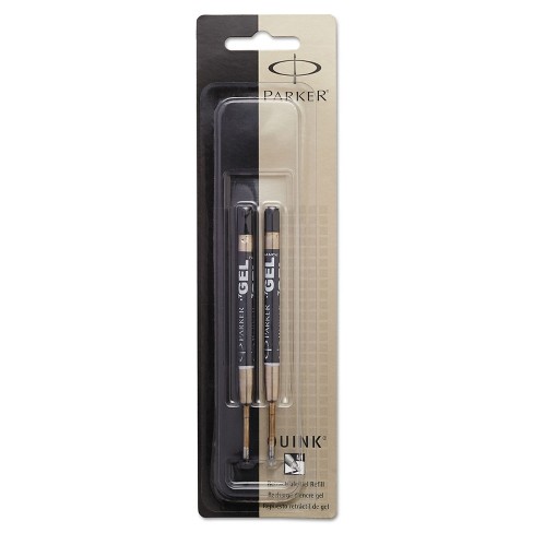 Parker Refill For Gel Ink Roller Ball Pens Medium Black Ink 2 pack