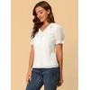Allegra K Women's Elegant Ruffle V Neck Short Sleeve Swiss Dots Chiffon Blouse - 4 of 4