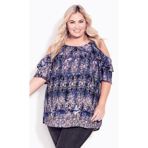 Plus size cold shoulder 2024 tops