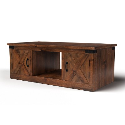 NicBex 48.5 Inch Rectangle Coffee Table with Open Shelf and Cabinets for Living Room,Bedroom,No Assembly Required