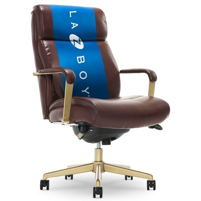 Brown Bonded Leather Ergonomic Executive Office Chair with Lumbar Support
