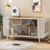 LAOTIES 55" Modern Cat House and Litter Box Enclosure with Tempered Glass Doors,Wooden Shelves and Ventilated Iron Frame - 2 of 4