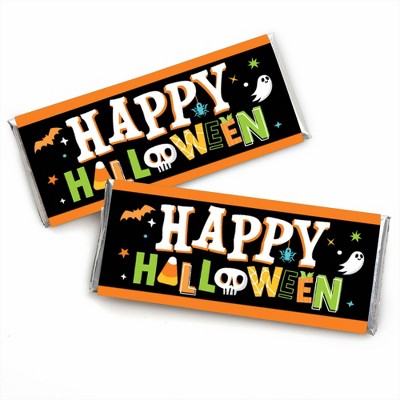 Big Dot of Happiness Jack-O'-Lantern Halloween - Candy Bar Wrapper Kids Halloween Party Favors - Set of 24