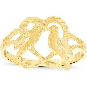 10k Yellow Gold 12.7mm Openwork Love Birds Filigree Ring - 1 of 4