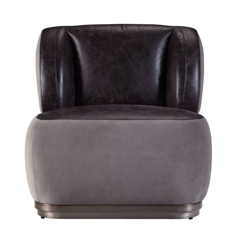 29&#34; Decapree Accent Chair Antique Slate Top Grain Leather/Gray Velvet - Acme Furniture, 5 of 6