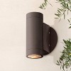 Possini Euro Design Modern Outdoor Wall Light Fixture Matte Bronze Cylinder 6 1/2" Tempered Glass Lens Up Down for Exterior House - 2 of 4