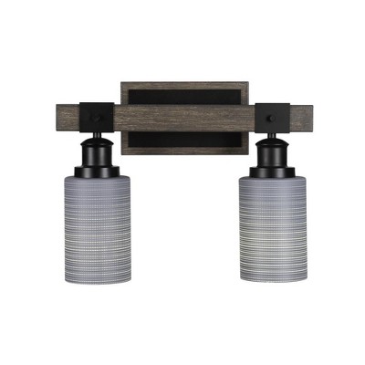 Toltec Lighting Tacoma 2 - Light Vanity in  Black/Painted Wood with 4" Gray Matrix Shade