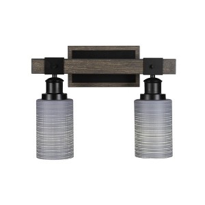 Toltec Lighting Tacoma 2 - Light Vanity in  Black/Painted Wood with 4" Gray Matrix Shade - 1 of 1