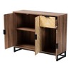 Baxton Studio Josephine Two-Tone Wood and Metal 3 Door Sideboard Walnut Brown/White/Black: Fixed Shelves, Particle Board Frame - 3 of 4