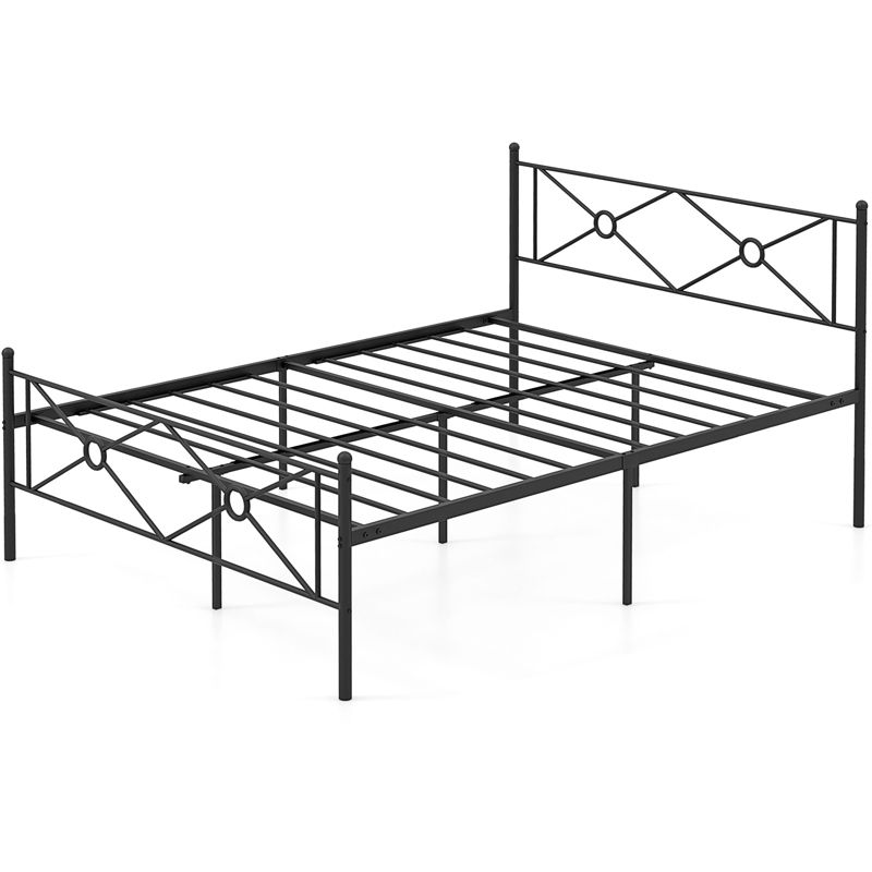 Costway Full/Queen Size Metal Platform Bed Frame w/ Headboard Mattress Foundation, 4 of 11