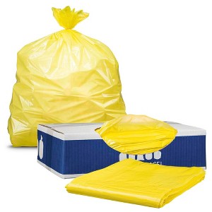 "Plasticplace 55-60 Gallon Heavy Duty Trash Bags, Yellow (50 Count) - 1 of 3