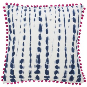 Atalia Pillow - Pink/Cream/Navy - 16"X16" - Safavieh - 1 of 4