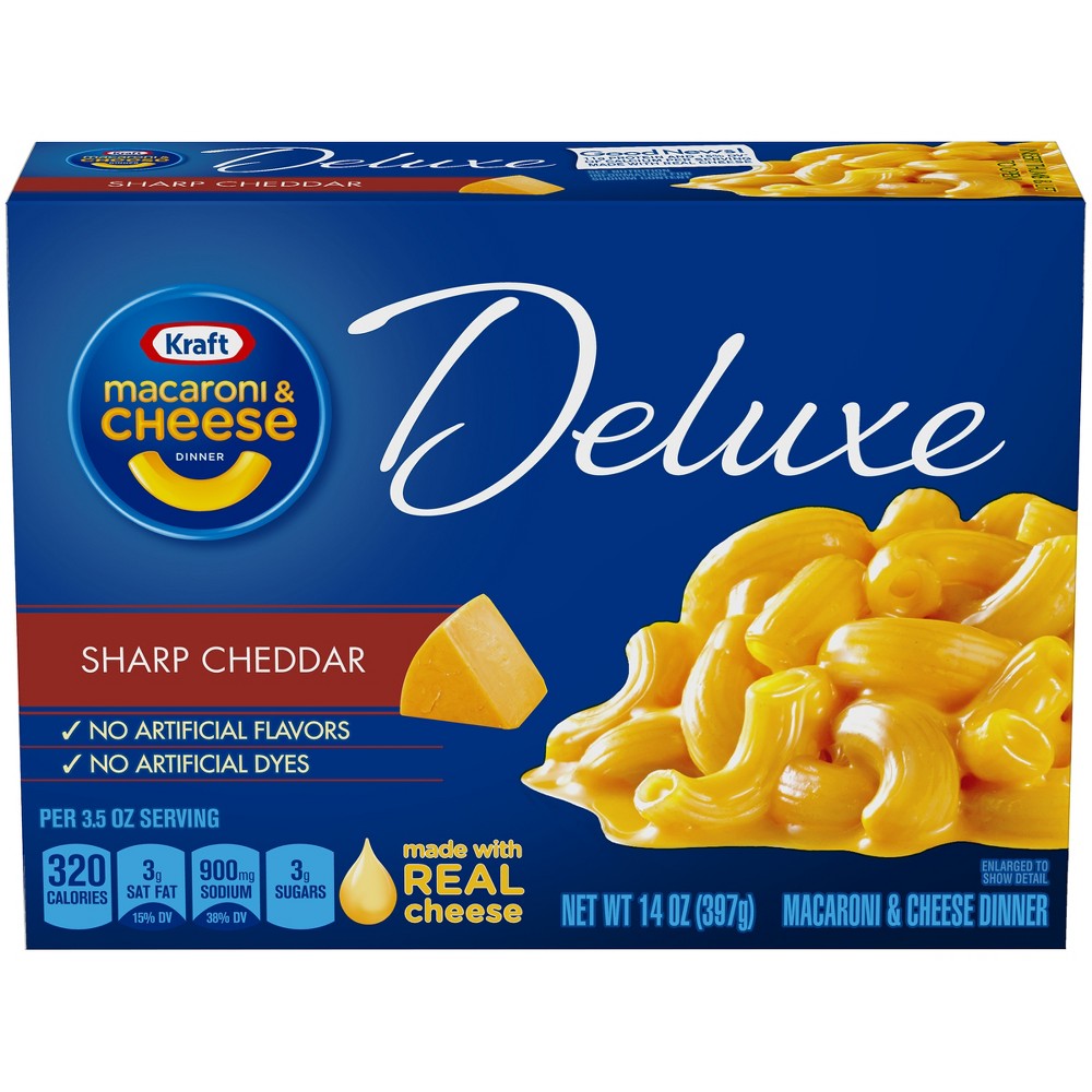 UPC 021000654932 product image for Kraft Deluxe Sharp Cheddar Macaroni & Cheese Dinner 14 oz | upcitemdb.com