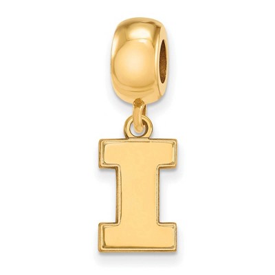 Black Bow Jewelry 14k Yellow Gold Plated Sterling Silver Illinois Fighting Illini NCAA Bead Charm