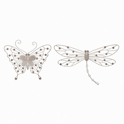 Transpac Metal Butterfly and Dragonfly Wall Art Set of 2 - Spring Decor for Home and Garden