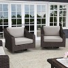 Martha Stewart Bedford Set of 2 Indoor-Outdoor Patio Chairs in Rattan Wicker with 360° Swivel and All-Weather Cushions - 2 of 4