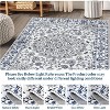 8x10 Blue Vintage Washable Rug, Distressed Medallion Floral Carpet, Non-Slip for Living Room, Bedroom - 4 of 4