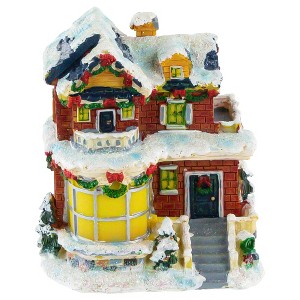 Northlight Two Story Snowy House with Garland and Wreaths Christmas Village Decoration - 4" - 1 of 4