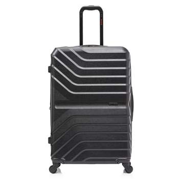 InUSA Aurum Lightweight Hardside Large Checked Spinner Suitcase - Black