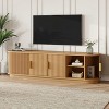 TiramisuBest Wooden Mid-Century TV Stand, Oval Fluted Farmhouse Media Console with Golden Handle,Walnut - 2 of 4