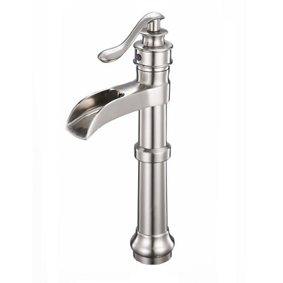 BWE Waterfall Single Hole Single-Handle Vessel Bathroom Faucet With Pop-up Drain Assembly