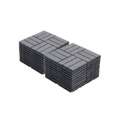 GlasFlength Carpet Tiles 20 Pack 12" Acacia Hardwood Interlocking Deck Tiles Checker Outdoor Flooring for Patio Balcony Poolside, Gray, 12"*12"*0.75"
