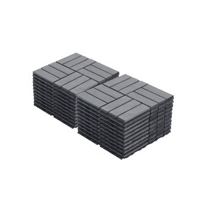 GlasFlength Carpet Tiles 20 Pack 12" Acacia Hardwood Interlocking Deck Tiles Checker Outdoor Flooring for Patio Balcony Poolside, Gray, 12"*12"*0.75" - 1 of 4