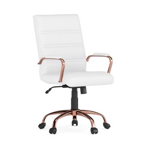 Alamont Mid Back Metal Swivel Office Chair White/Rose Gold - 1 of 4