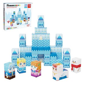PICASSO-TILES 72 PC Winter Ice Theme Magnetic Building Puzzle Cubes Set for Kids Ages 3+ - 1 of 4