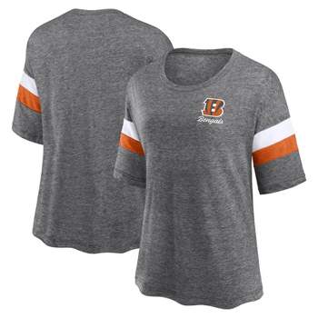 NFL Cincinnati Bengals Women's Weak Side Blitz Marled Left Chest Short Sleeve T-Shirt