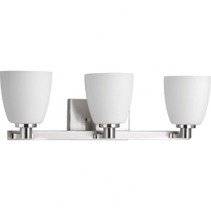 Progress Lighting Fleet 3-Light Bath Vanity in Brushed Nickel with Etched Opal Glass Shade - 1 of 2