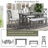 CENGHU 6-Piece Family Dining Room Set for 6, Solid Wood Space Saving Foldable Kitchen Table and 4 Chairs with Bench, for Dining Room - 4 of 4