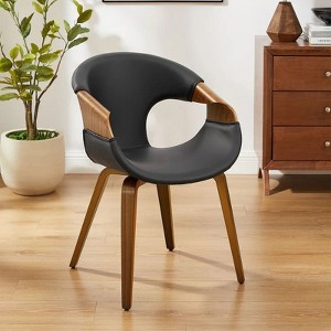 HOMLUX Faux Leather Home Office Desk Chair with Wood Legs for Living Room&Bedroom, Walnut Bentwood - 1 of 4